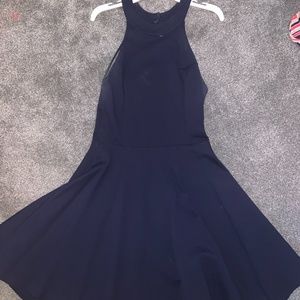 navy backless dress